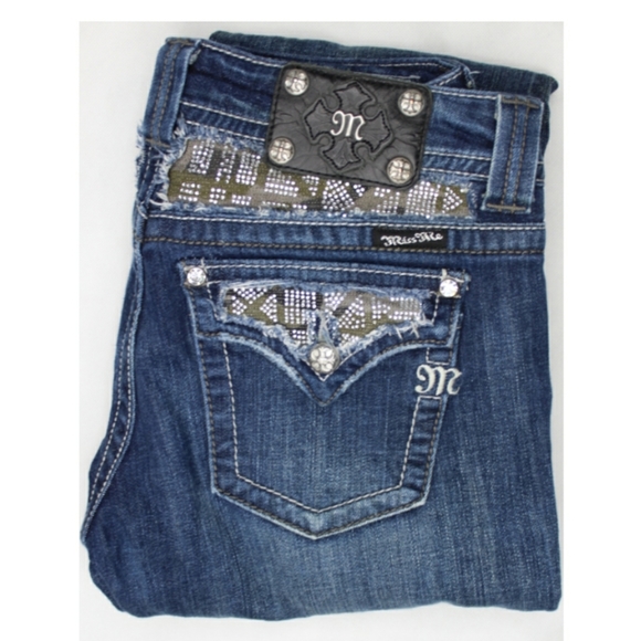 Miss Me Denim - Miss Me Lightly Destroyed Dark Boot Size 29